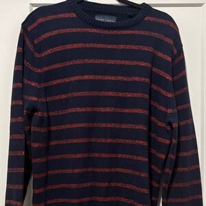 Striped Navy and Red Crewneck Sweater